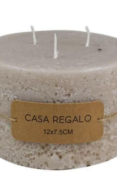 Casa Regalo Earth Pillar Candle 12X7.5CM- Cream.