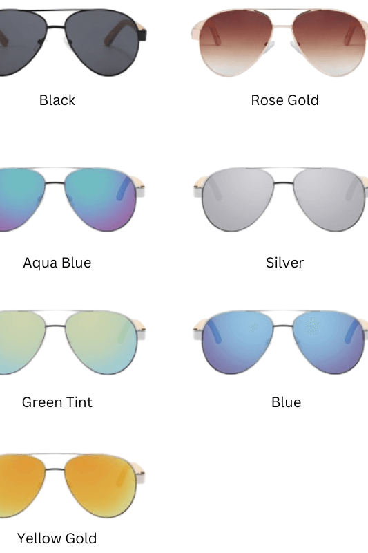 Chanj Sunglasses Aviators UV400 Polarized Lens Wooden Arms.
