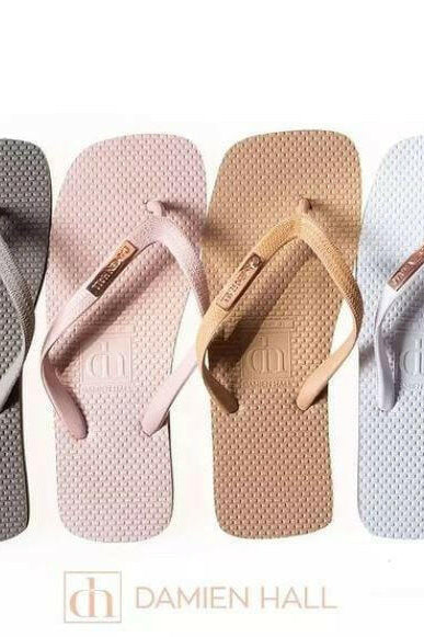 Damien Hall Original Signature Gold Badge Thongs - Flip Flops.
