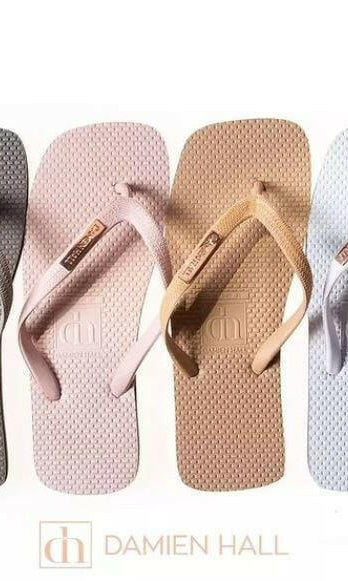 Damien Hall Original Signature Gold Badge Thongs - Flip Flops.