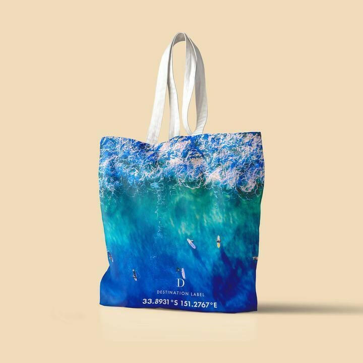 Destination Label Blue Boards Tote Bag.