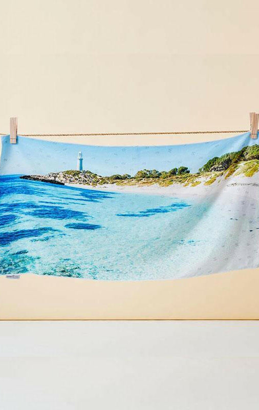 Destination Towels - Lighthouse Blues sand free beach towel.