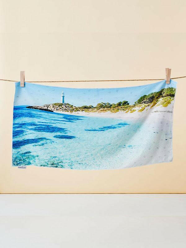 Destination Towels - Lighthouse Blues sand free beach towel.