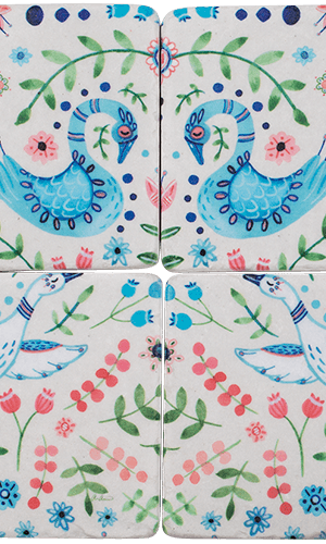 Peacock & Dove DWBH Set of 4 Coasters.