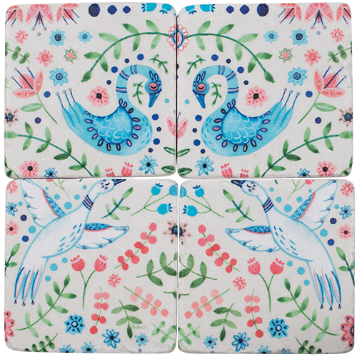 Peacock & Dove DWBH Set of 4 Coasters.