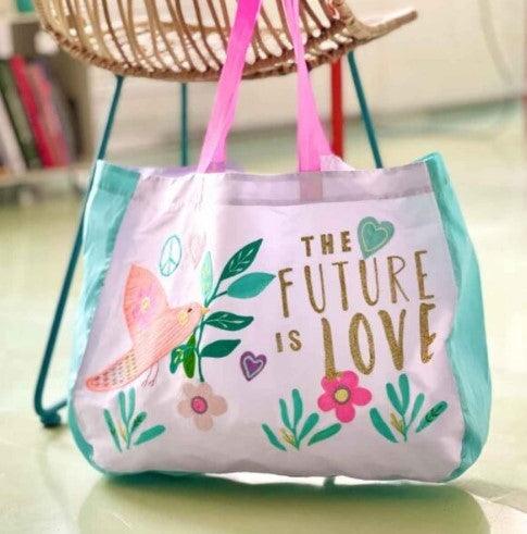 Future Is Love Shopper Embroidered Hand Made - Tote Bag Tote Bag Arissa Lifestyle 