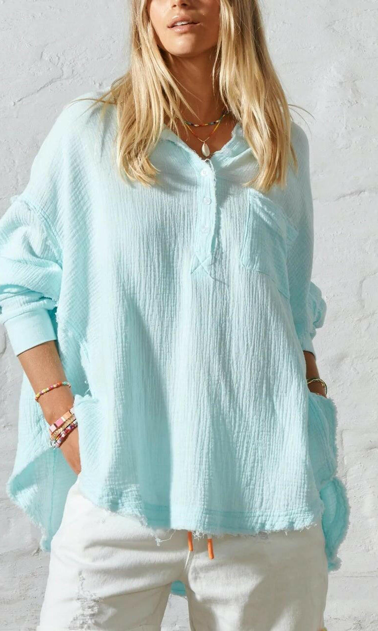 Hammill & Co S408 Oversized Aqua Shirt.