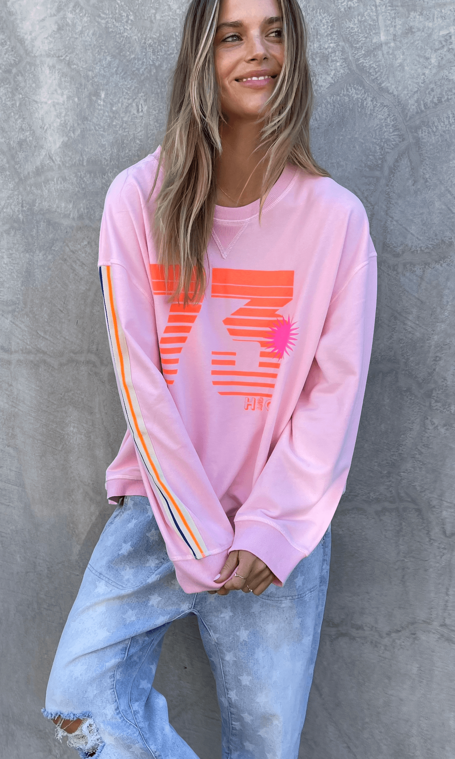 Hammill & Co 73 Slouch Pink Edgy Sweat Shirt.