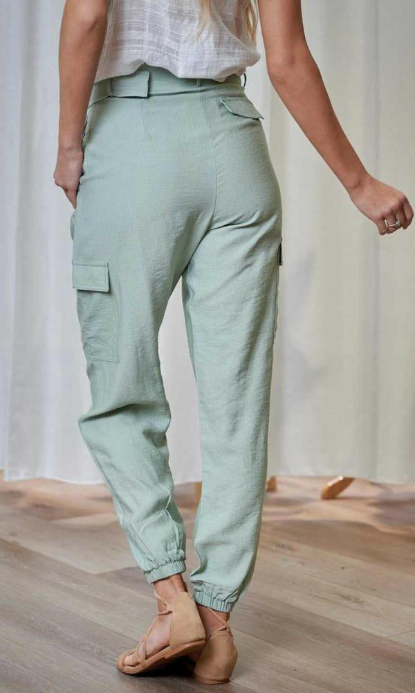 Iris Maxi 203206-2 Sage Waist Belt Pants.