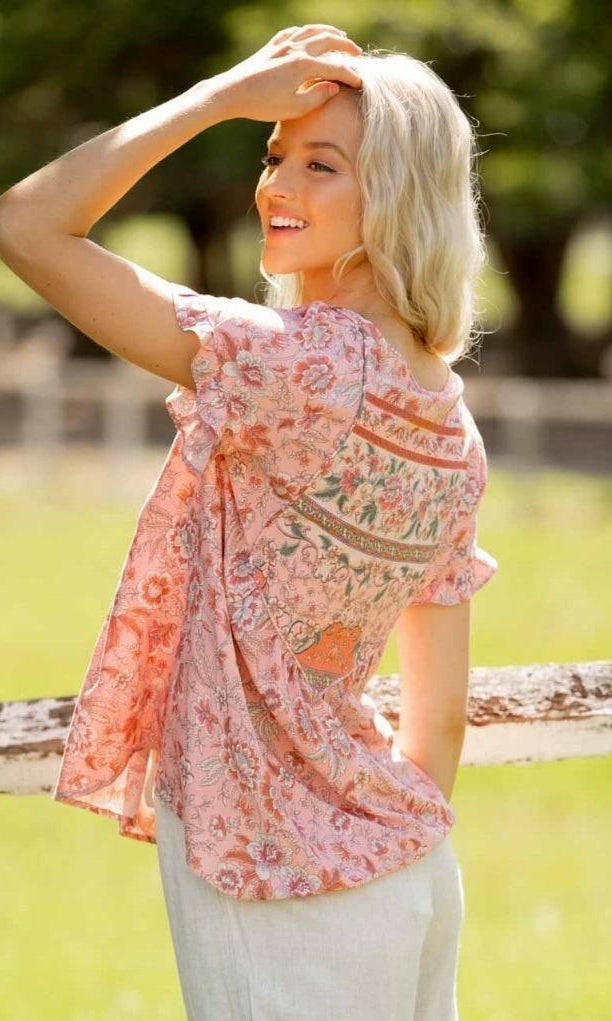 202265-1 Short Sleeve Iris Maxi Rayon Blouse.