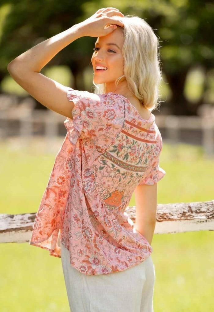 202265-1 Short Sleeve Iris Maxi Rayon Blouse.