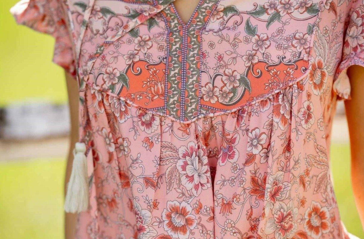 202265-1 Short Sleeve Iris Maxi Rayon Blouse.