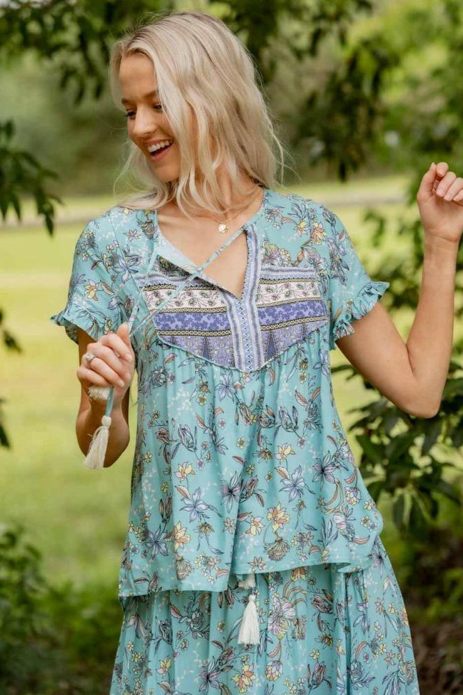 Iris Maxi 202265-2 Short Sleeve Floral Blouse.