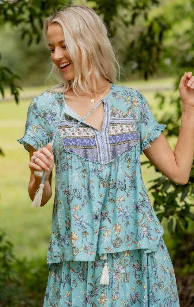 Iris Maxi 202265-2 Short Sleeve Floral Blouse.
