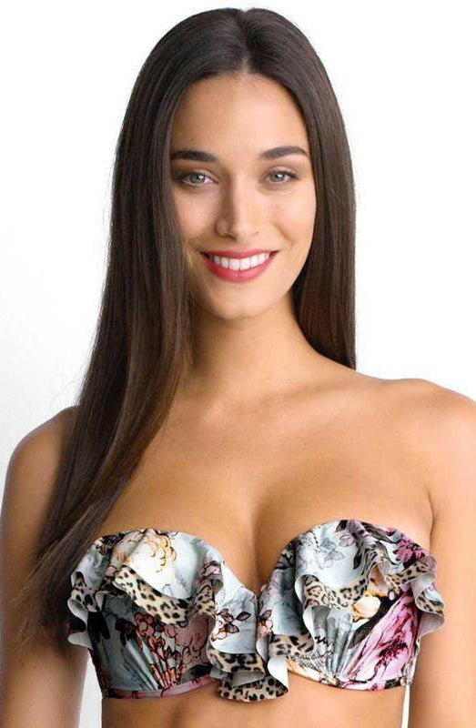 Isola Bandeau Blushed Frill Plunged Balconett Bra.