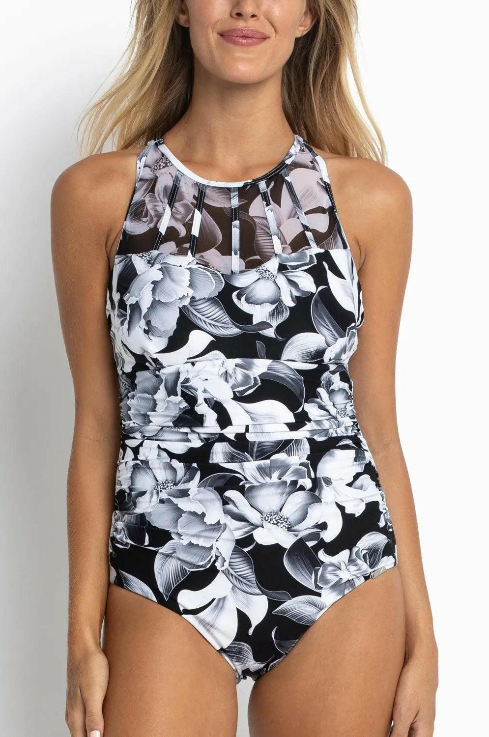 Jantzen Lili Mesh High Neck Mastectomy One Piece.