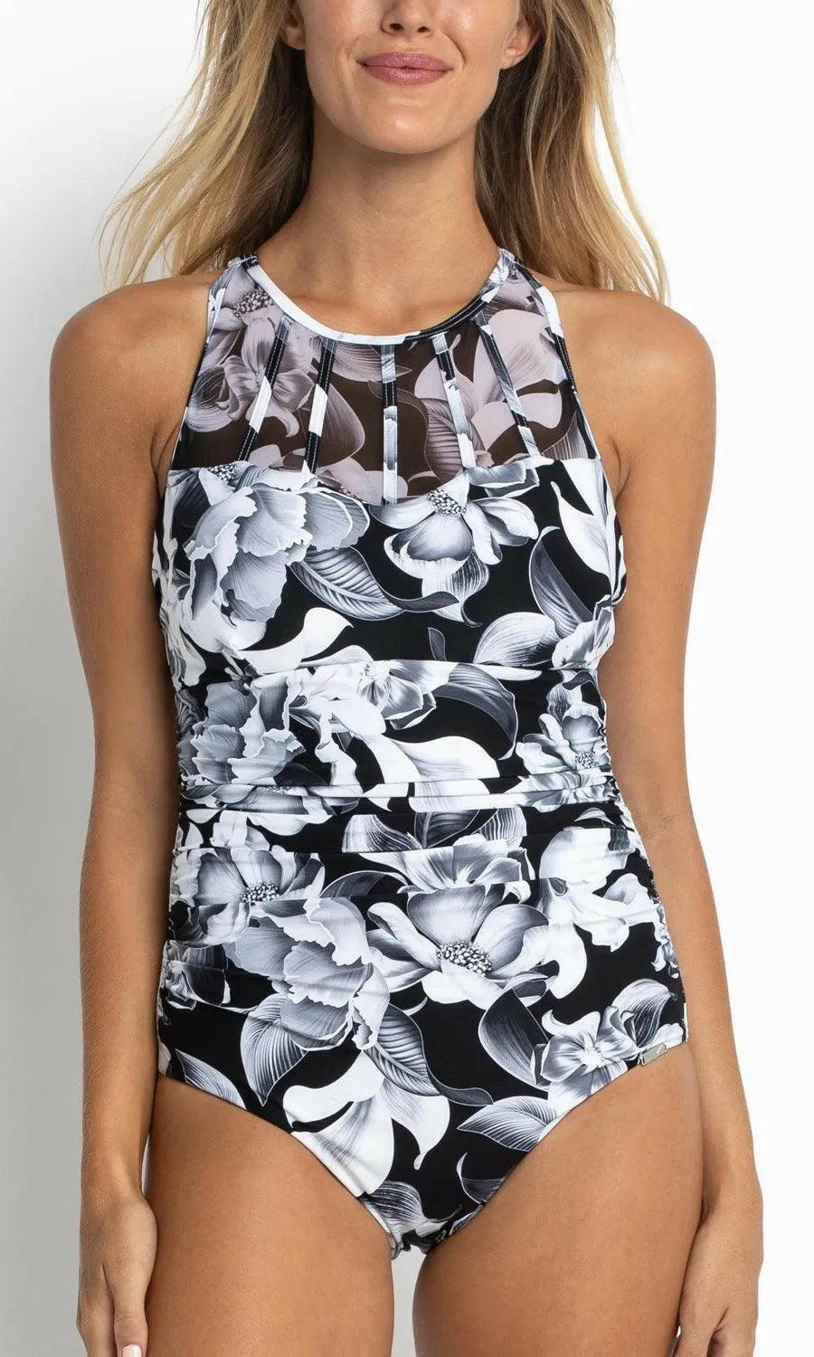 Jantzen Lili Mesh High Neck Mastectomy One Piece.