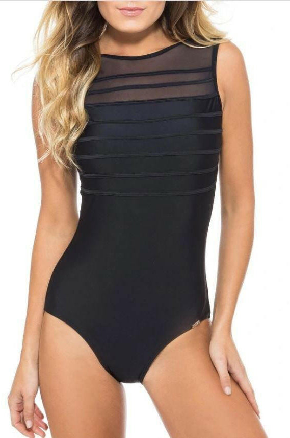 Jantzen Cosmopolitan Mesh High Neck One Piece Black.