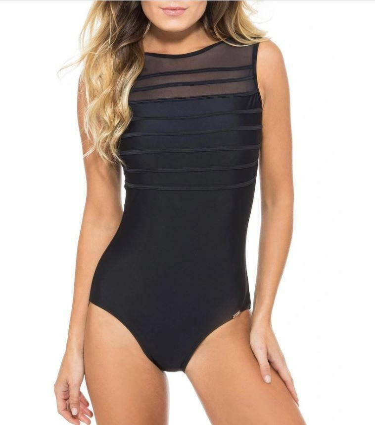 Jantzen Cosmopolitan Mesh High Neck One Piece Black.