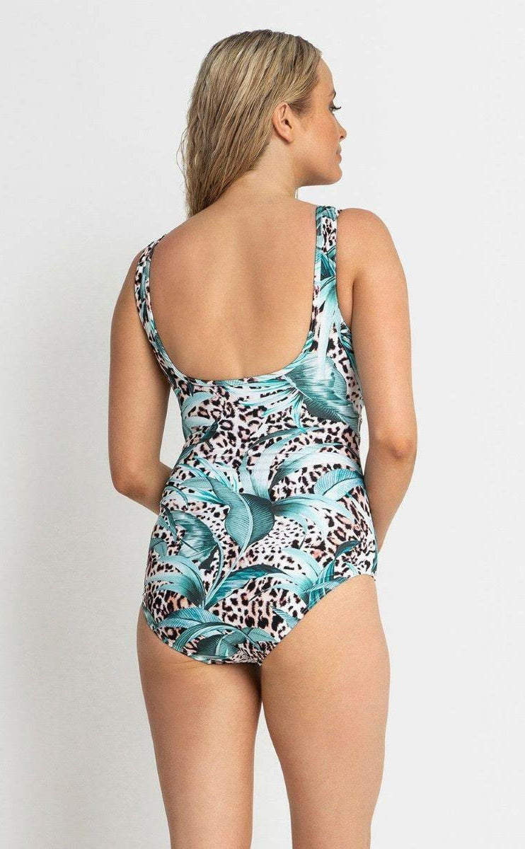 Jantzen JA84281MAS Island Mesh High Neck Mastectomy One Piece Olive.