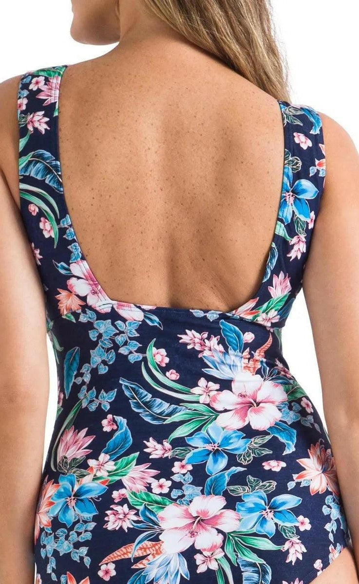 Jantzen JA84378MAS Koh Lipe High Neck Square Back Mastectomy One Piece Navy.