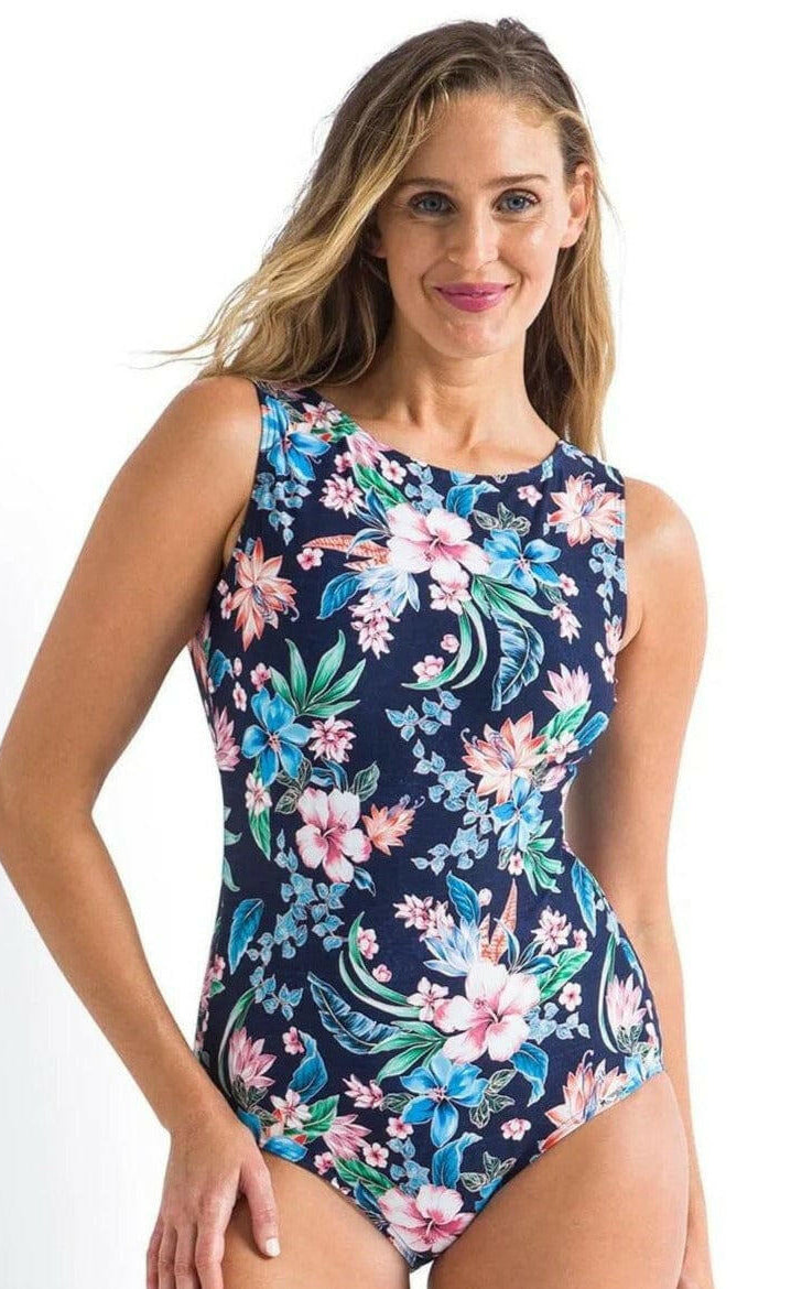 Jantzen JA84378MAS Koh Lipe High Neck Square Back Mastectomy One Piece Navy.