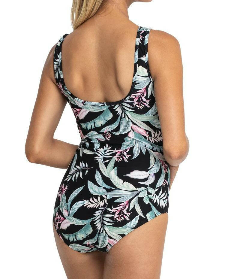 Jantzen Maui Mesh High Neck Mastectomy One Piece Black.