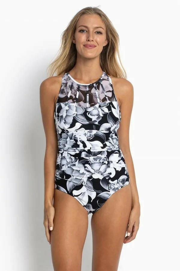 Jantzen Lili Mesh High Neck Mastectomy One Piece.