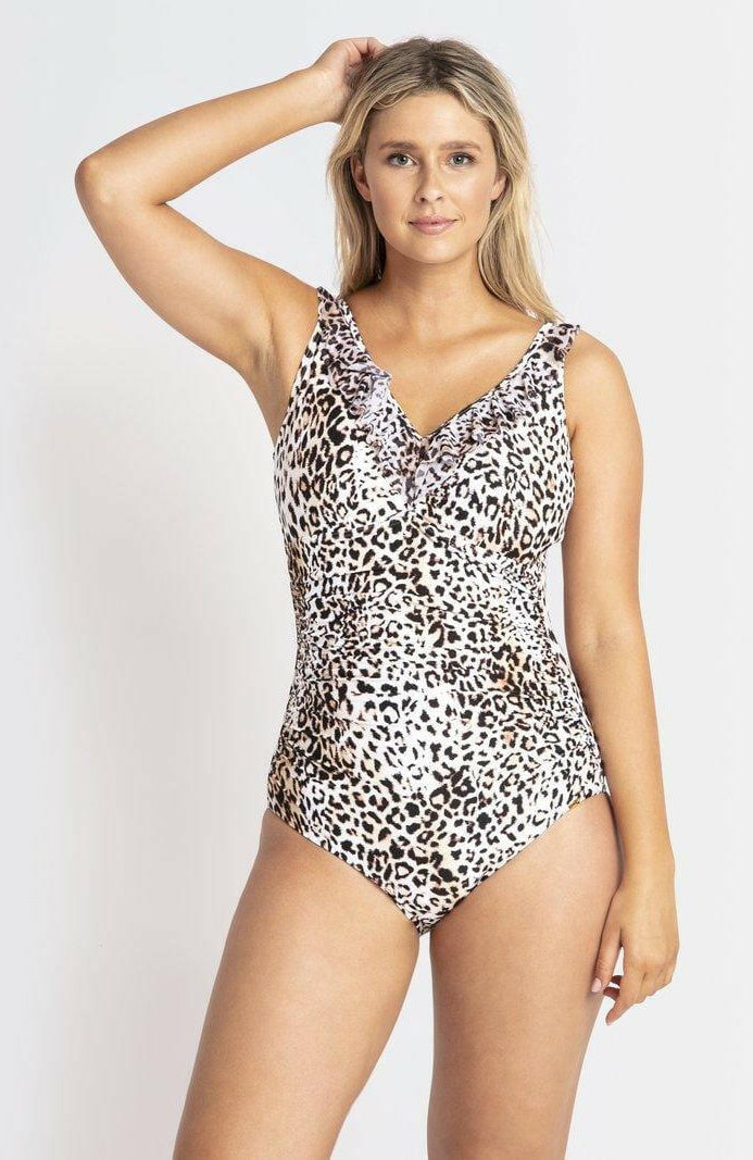 Jantzen JA84193DDE Wild DD/E Cup Front Ruched Mesh Frill One Piece.