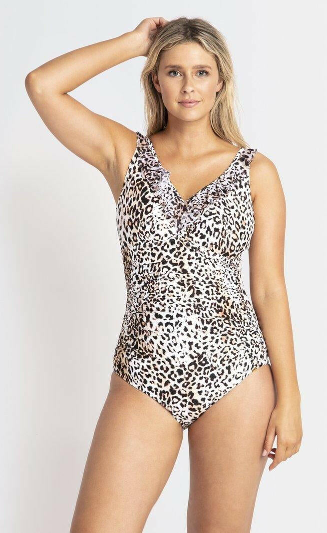 Jantzen JA84193DDE Wild DD/E Cup Front Ruched Mesh Frill One Piece.