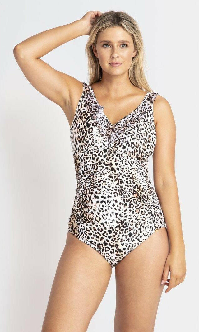 Jantzen JA84193DDE Wild DD/E Cup Front Ruched Mesh Frill One Piece.