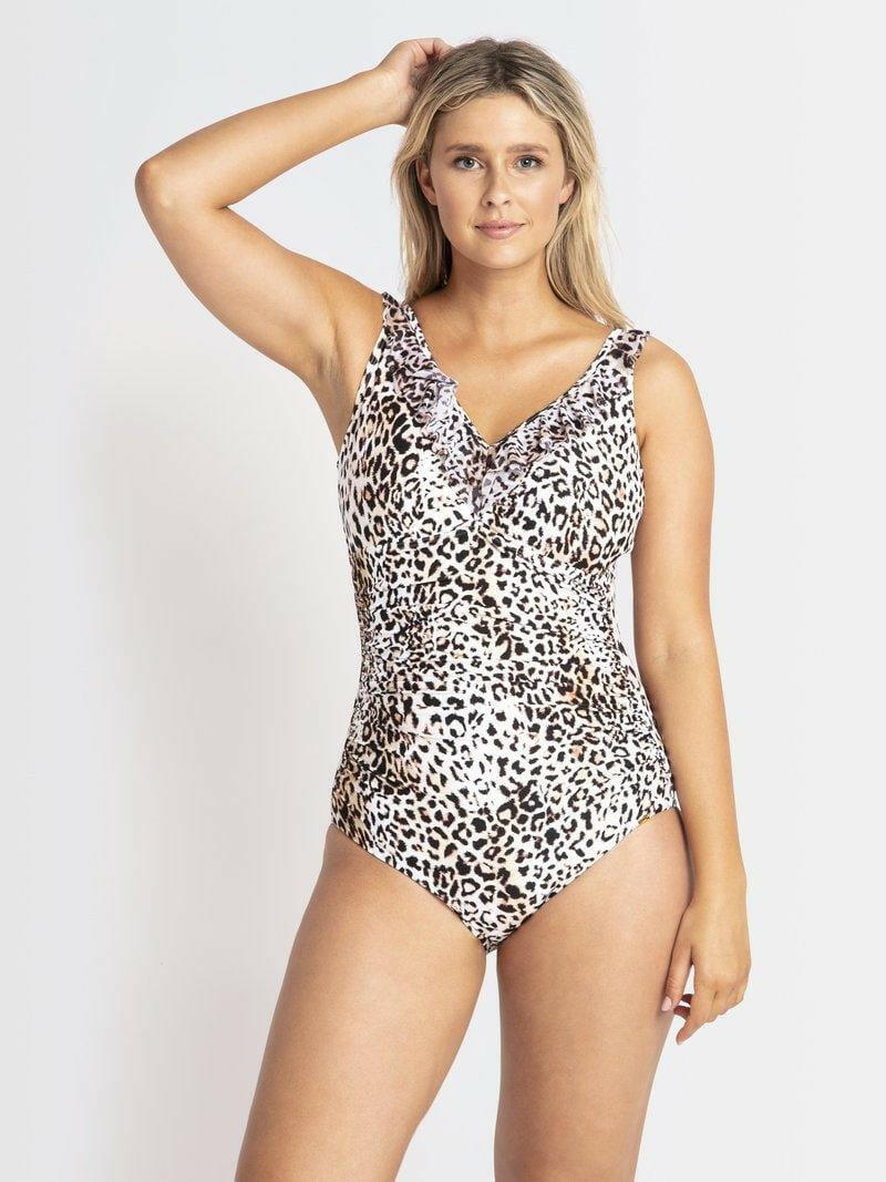 Jantzen JA84193DDE Wild DD/E Cup Front Ruched Mesh Frill One Piece.