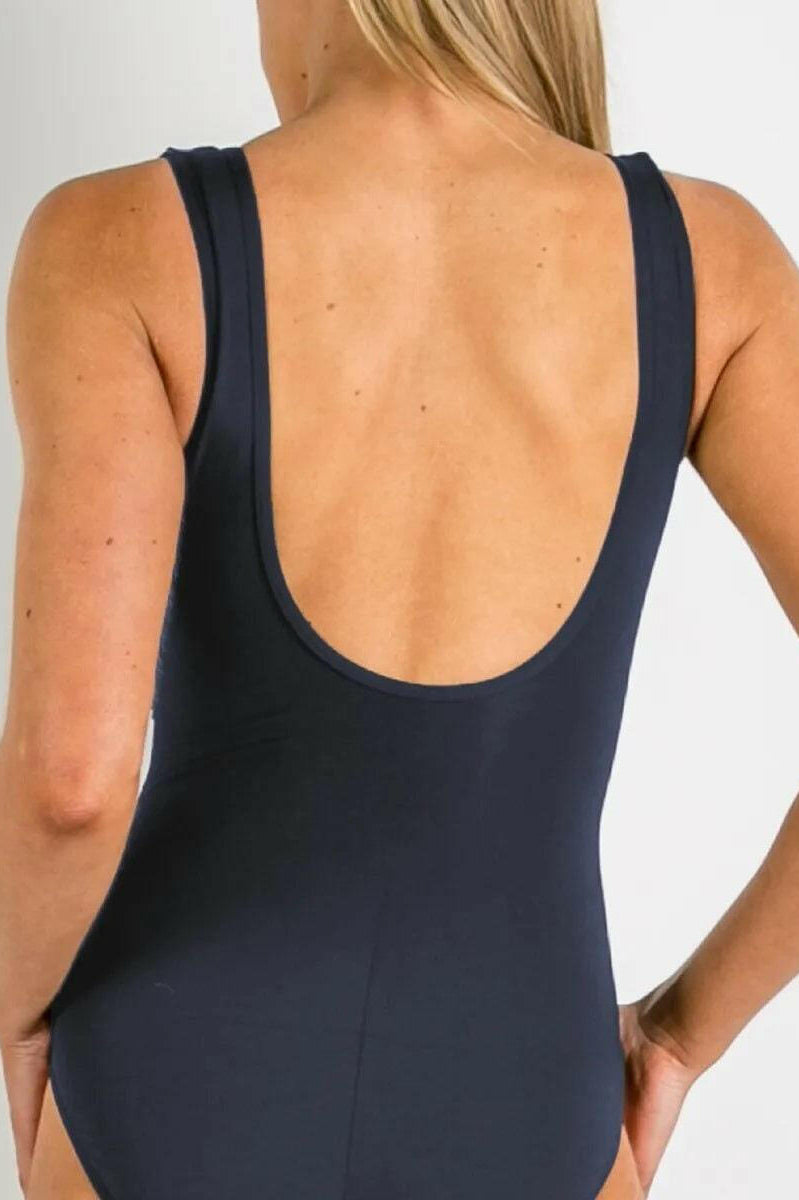 Jantzen Cosmopolitan Mesh Frill Cross Front One Piece Navy.
