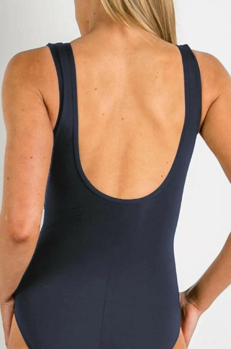 Jantzen Cosmopolitan Mesh Frill Cross Front One Piece Navy.