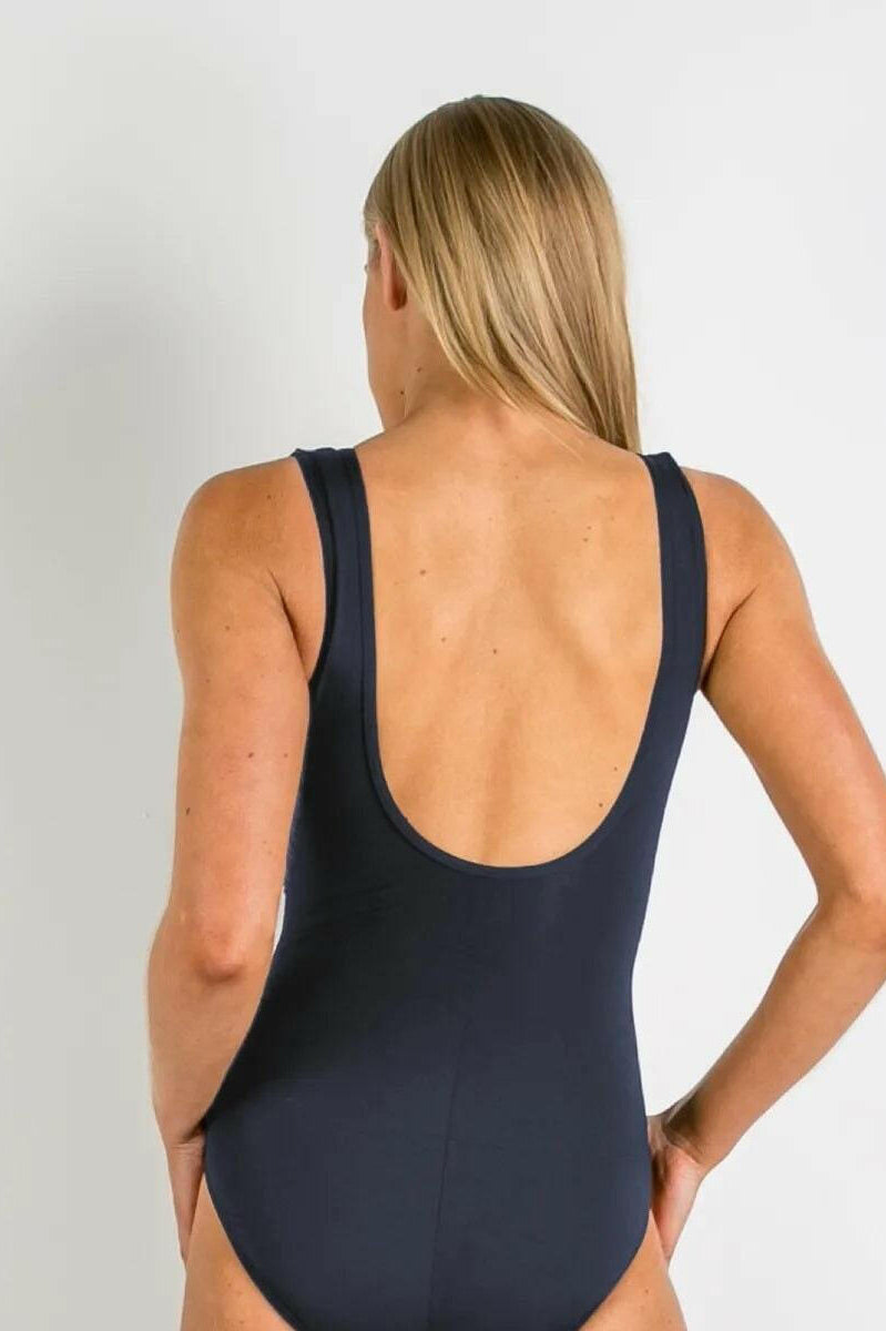 Jantzen Cosmopolitan Mesh Frill Cross Front One Piece Navy.