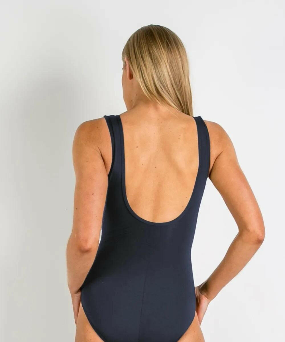 Jantzen Cosmopolitan Mesh Frill Cross Front One Piece Navy.