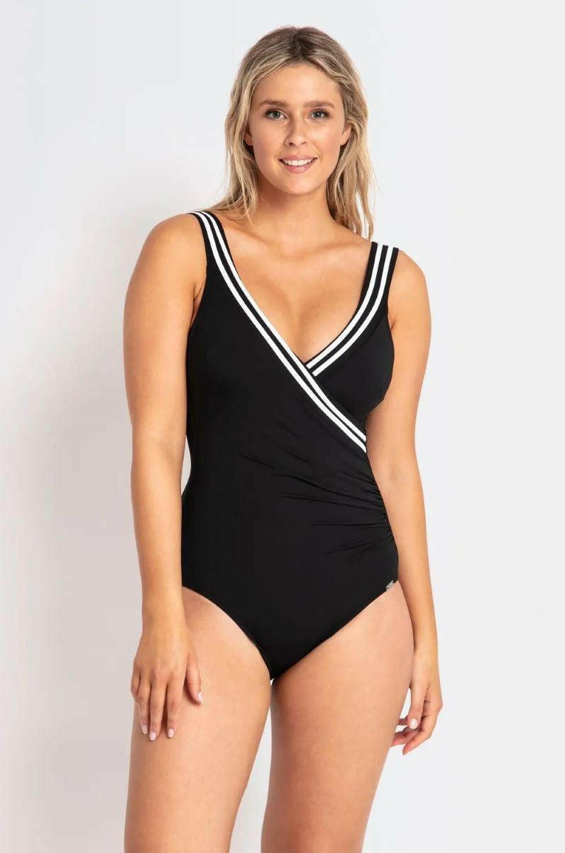 Jantzen Heritage Classics Gathered Surplice One Piece Black.