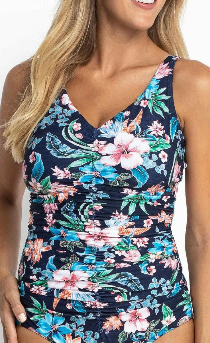 Jantzen JA84377DDE Koh Lipe DDE Front Ruched One Piece Navy.