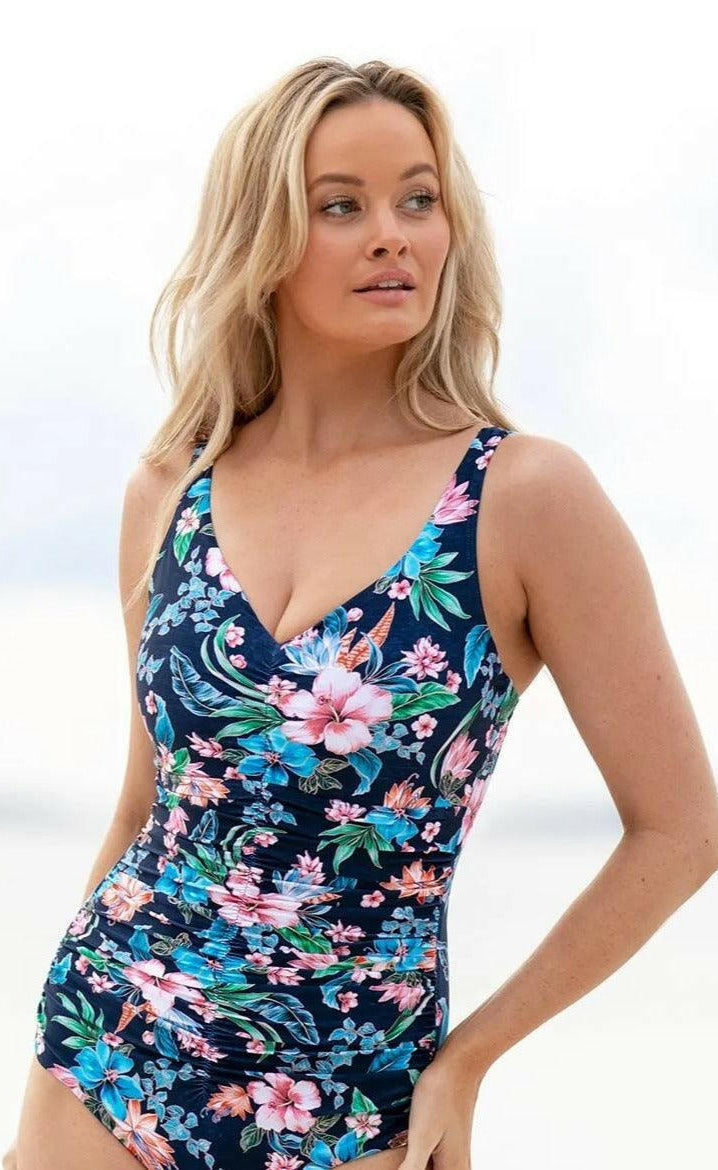 Jantzen JA84377DDE Koh Lipe DDE Front Ruched One Piece Navy.