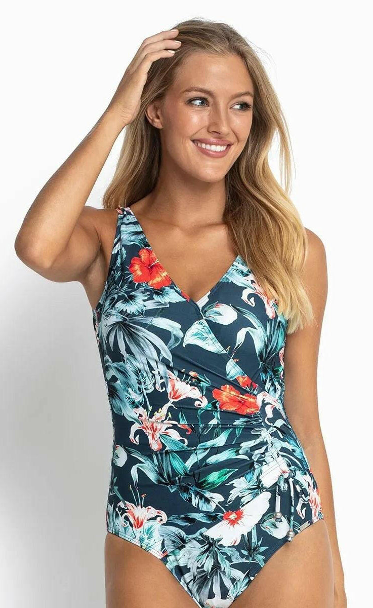 Jantzen JA84399 Iluka Gathered Surplice One Piece Arctic.