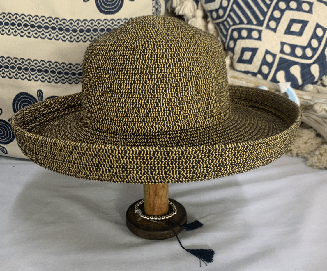 Jendi Straw & Black Wide Hat.