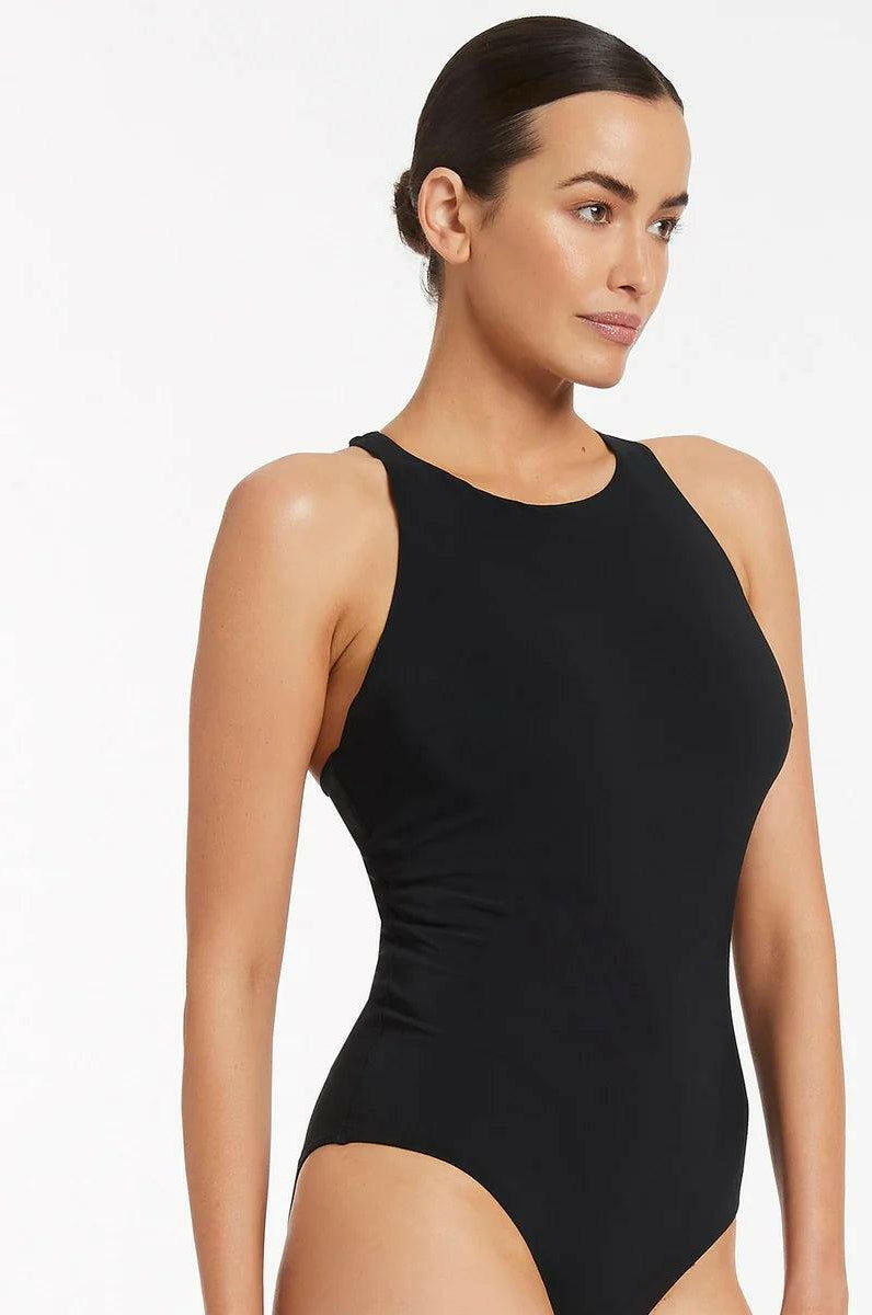 Jets Jetset High Neck DD/E Cup Tank One Piece Black.