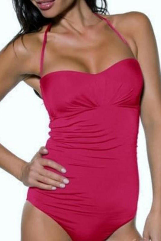 J1431 Lustre Pleated Bandeau Moulded One Piece - Jets.