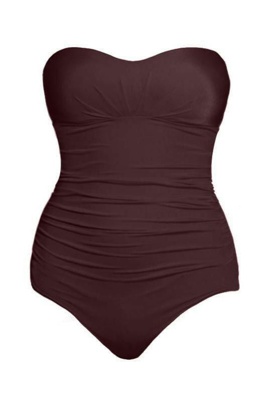 J1431 Lustre Pleated Bandeau Moulded One Piece - Jets.