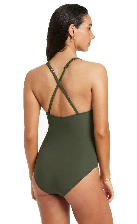 Jets J10997 Jetset Twist Front Backcross One Piece Olive.