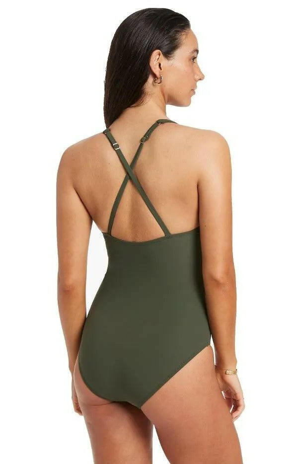 Jets J10997 Jetset Twist Front Backcross One Piece Olive.