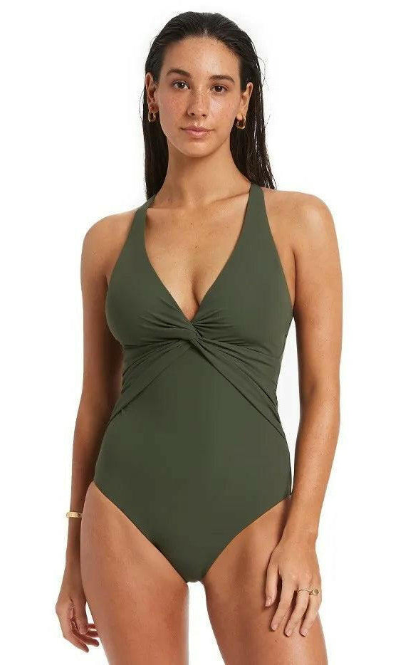 Jets J10997 Jetset Twist Front Backcross One Piece Olive.