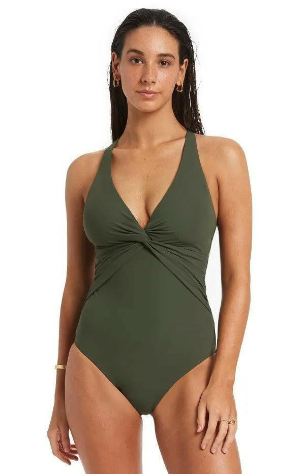 Jets J10997 Jetset Twist Front Backcross One Piece Olive.