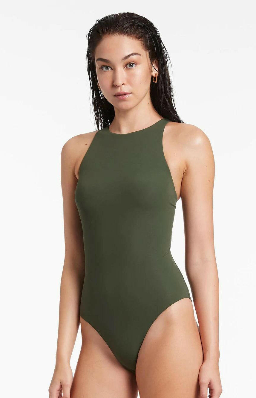 Jets Jetset High Neck One Piece Olive.