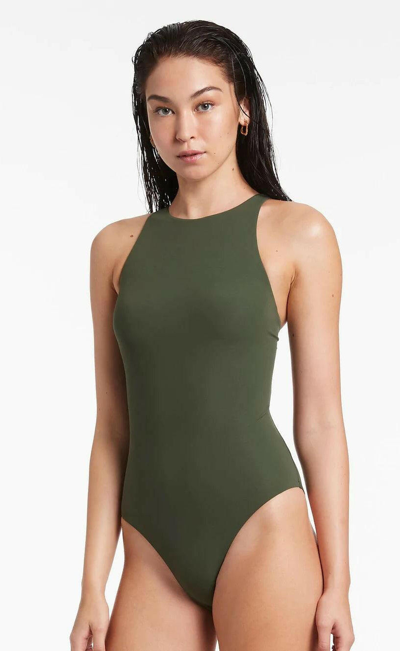 Jets Jetset High Neck One Piece Olive.